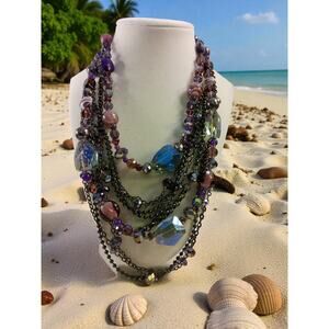 Cookie Lee Colorful Glass Bead Multi-Strand Necklace
